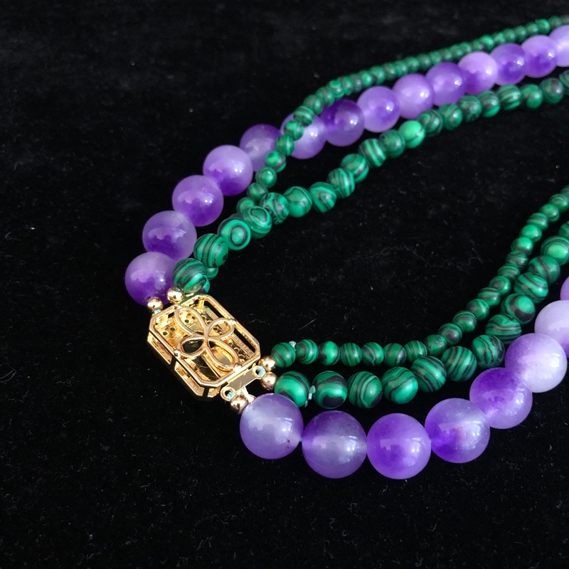 Elegant Simple Classic Multi-Layer Design Turquoise Purple Stone Bead Necklace Fashion Jewelry Matching Sweater Chain For Women