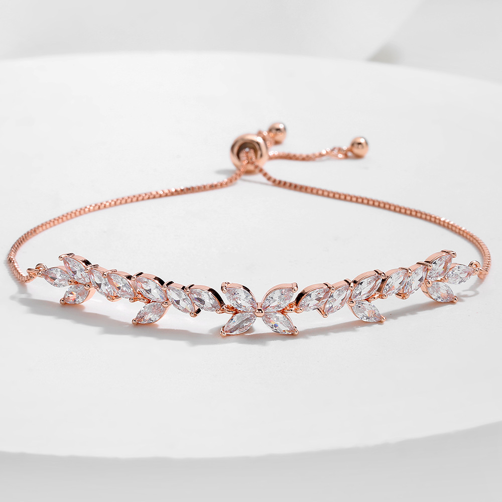 Fashionable Classic Full Embedded 3A Horse Eye Zirconia Bracelet Women's Versatile Floral Stylish Accessory For Anniversary