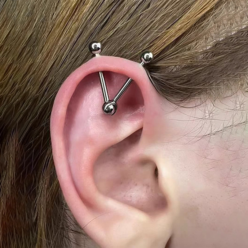 Titanium Alloy F136 Double-Sided Mobile Adapter Ear Bone Stud Ear Bridge Titanium Connector Piercing Jewelry Accessories Geometric Pattern Ear Cartilage Ring And Stud