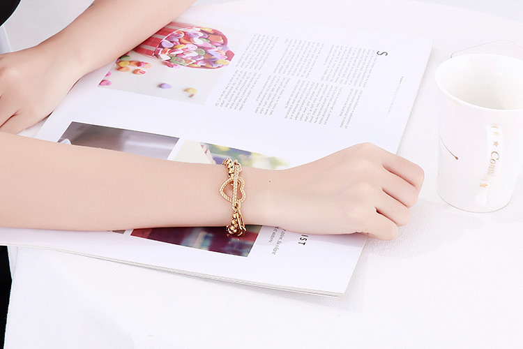 PVD Coated 18K Gold Plated Geometric Titanium Steel Fashion Waterproof Non Tarnish Bracelets