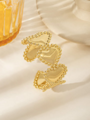 Stainless Steel Electroplated 18k Real Gold Heart-shaped Arrangement Open Bracelet Style 4