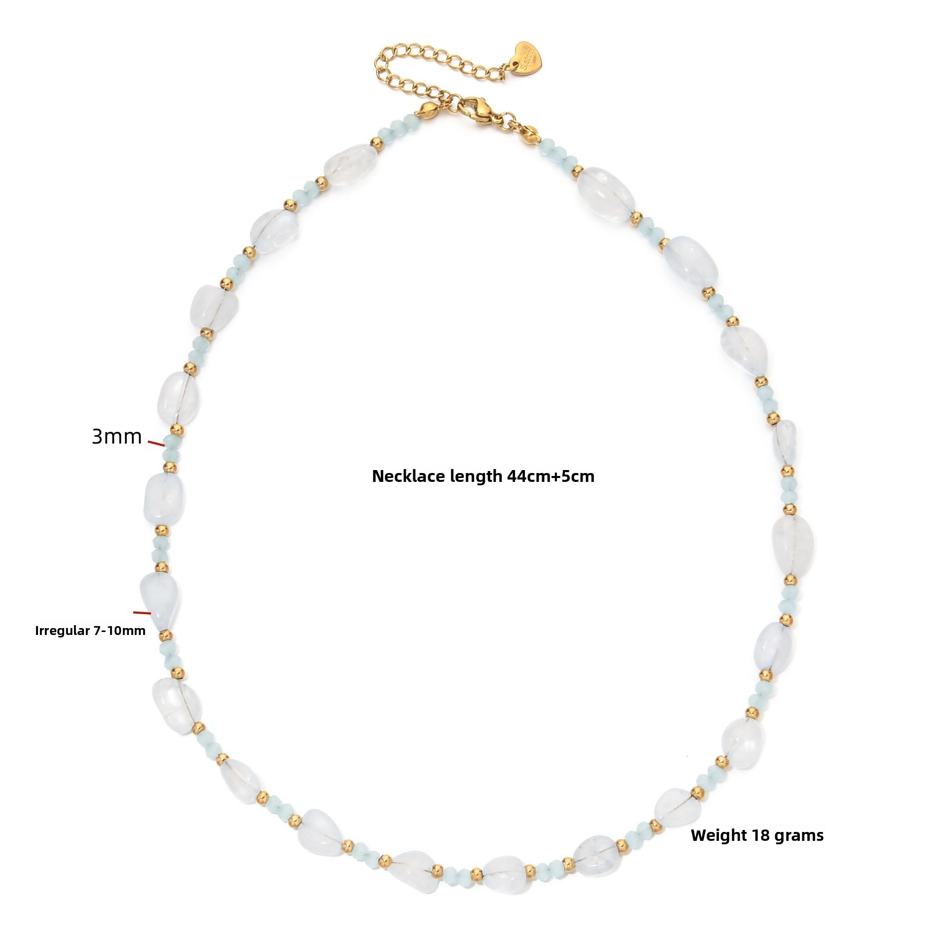 Fashionable Irregular Amethyst Hair Crystal Beaded Necklace Stainless Steel Sea Turquoise Luxury Dainty Clavicle Chain Women