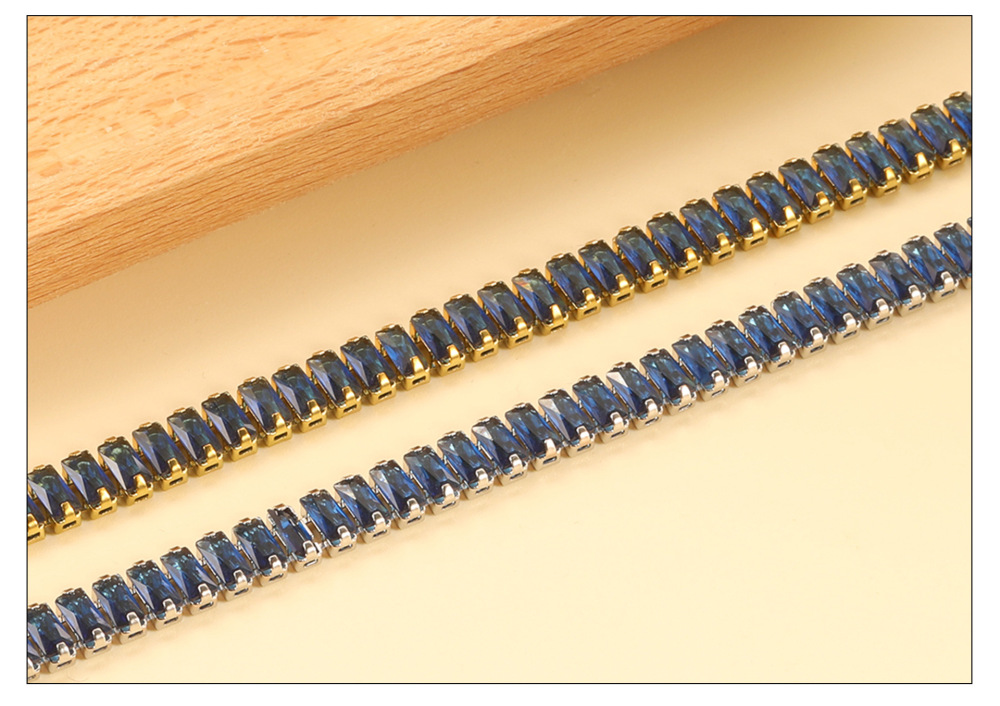 Elegant 304 Stainless Steel Gold-Plated Vacuum Plating (inside The Furnace) 18K Real Gold-Plated Tennis Bracelet Full Diamond Multi-Color Fashion Women's Watch Accessories