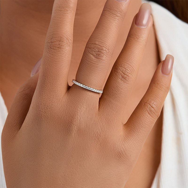 925 Sterling Silver Jewelry Radiant Moissanite Eternity Ring 925 Sterling Silver Moissanite Wedding Rings For Women Men