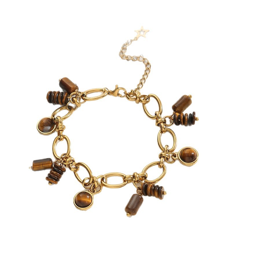 Luxurious 304 Stainless Steel Necklace Bracelet Set Geometric Pattern Handmade Bamboo Saturn Craft Couple Jewelry Accessories Modern Style Simple Style