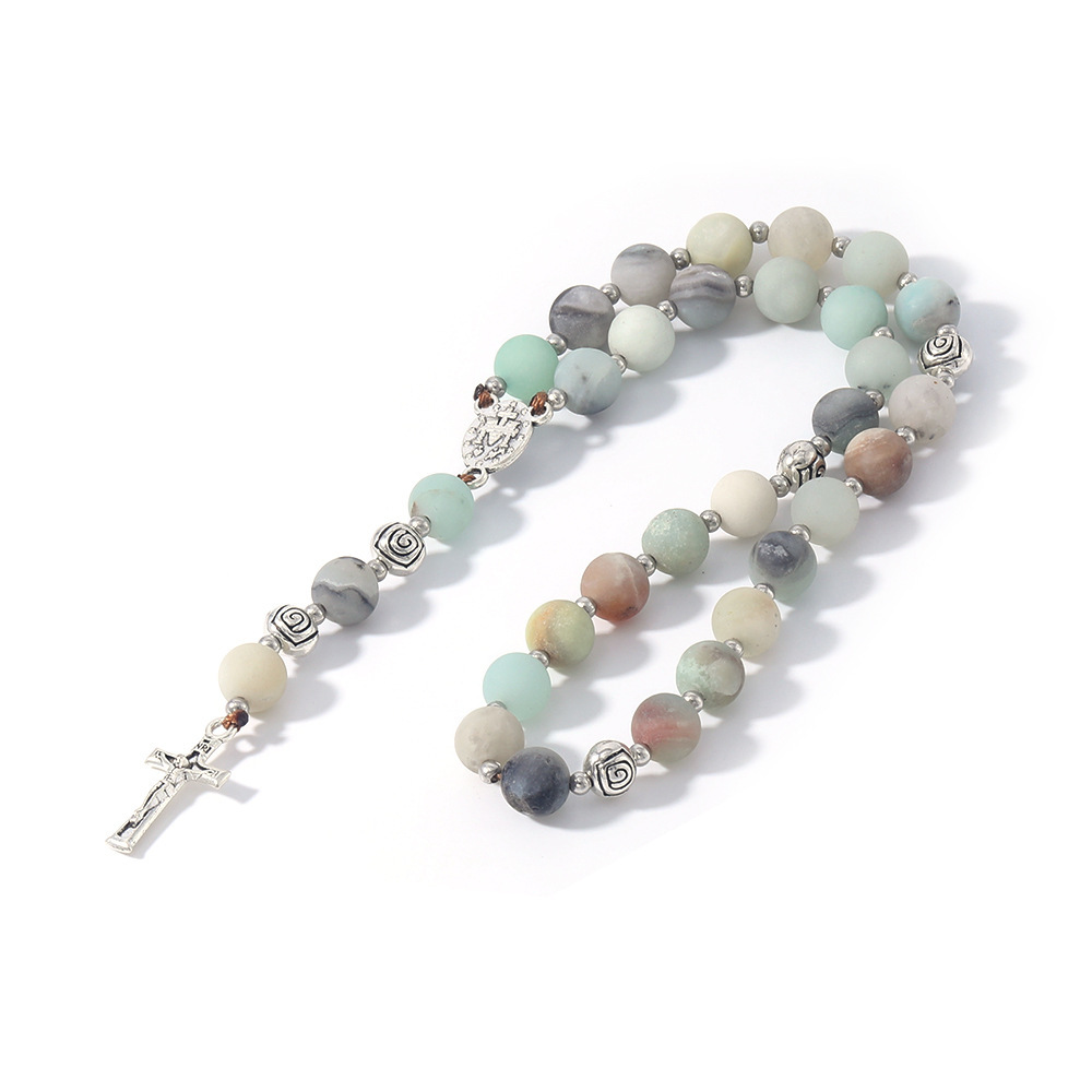 Yiwu Bracelet Wholesale Natural Indian Agate Black Agate Rosary Bracelet Cross Jewelry Handmade Beaded Accessories