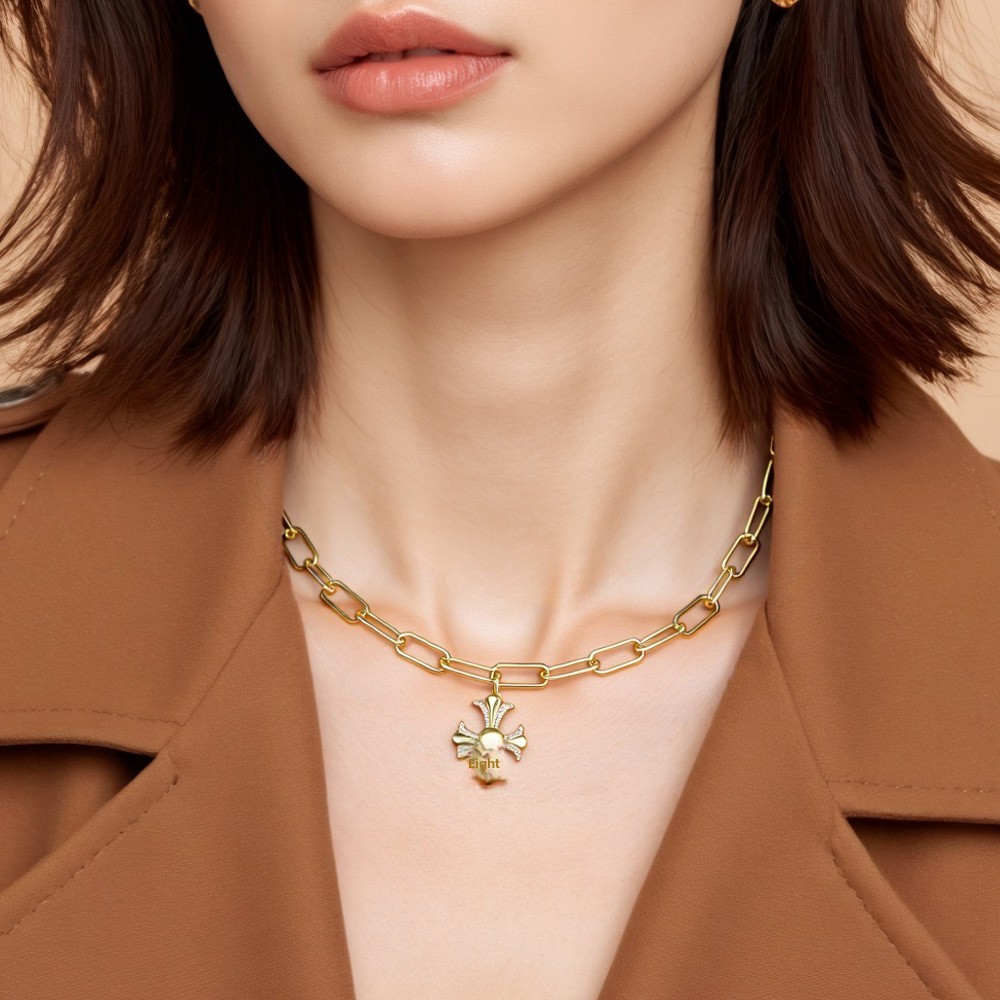 Micro Pave Zircon Pendant Necklace Cool Trendy Choker Copper Material Black Geometric Suitable For Women