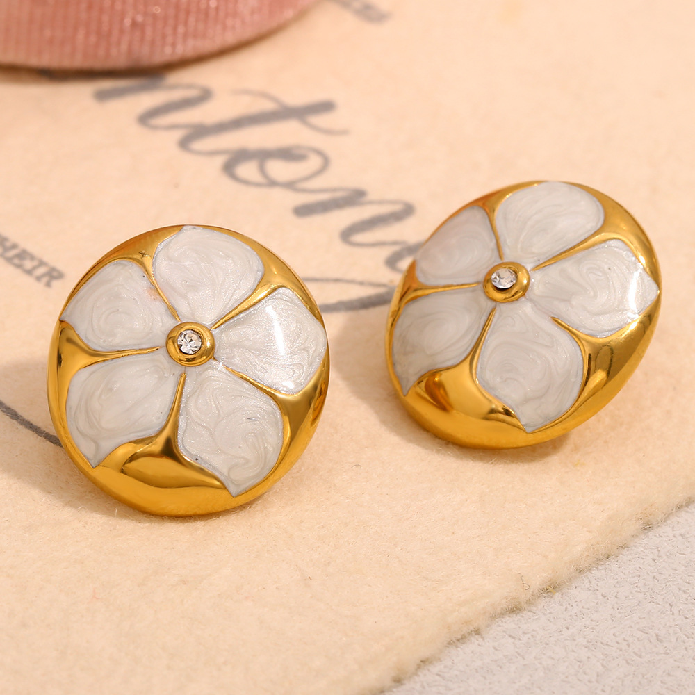 PVD Coated Real Gold Plated Flower 304 Stainless Steel Vacation Classic Style Waterproof Non Tarnish Ear Studs