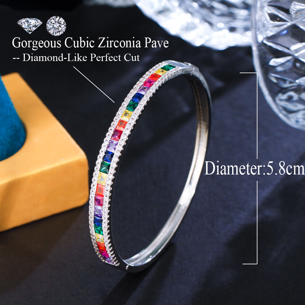 1 Copper Style Bracelet Delicate Colorful Jewelry Cubic Zirconia Crystal Rainbow Color Bracelet For Women Wedding Bride Luxury Accessories Suitable For Women Wedding Or Date Wear