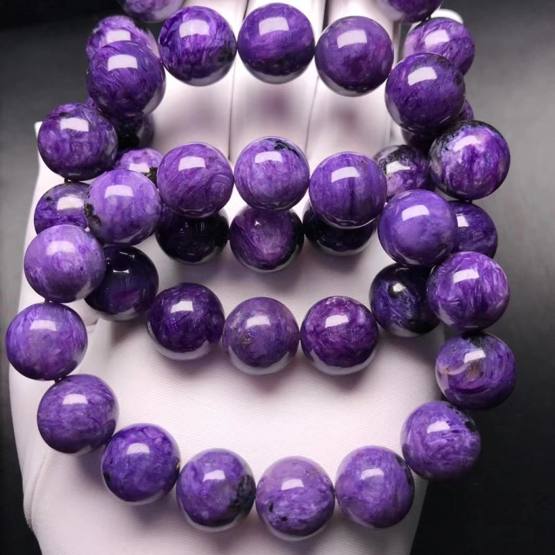 Natural Purple Dragon Crystal Bracelet Charoite Stone Full Dragon Pattern King Purple Nine Purple Fire Versatile Bracelet