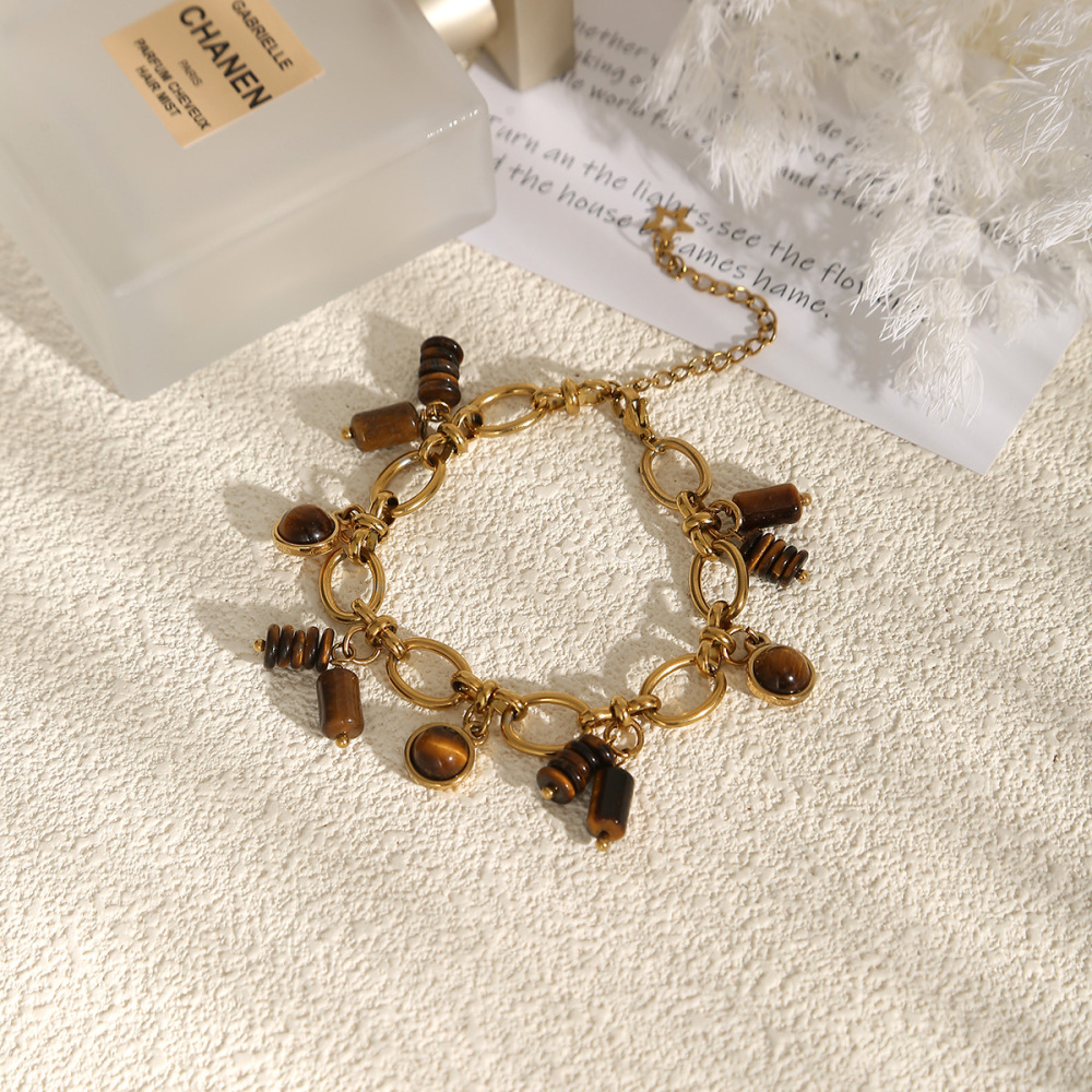 Luxurious 304 Stainless Steel Necklace Bracelet Set Geometric Pattern Handmade Bamboo Saturn Craft Couple Jewelry Accessories Modern Style Simple Style