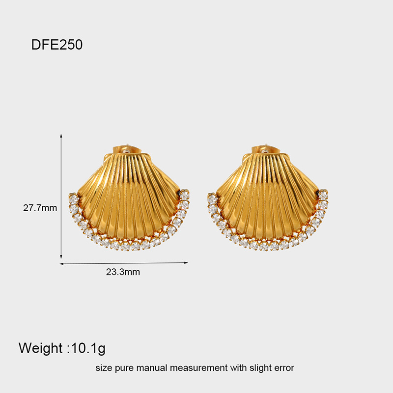 Geometric Zircon Inlaid Earrings For Women Fashion 304 Stainless Steel Geometric Pattern 18K Gold Plated Waterproof Luxurious Earrings