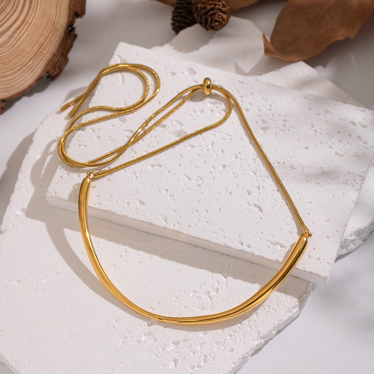 Geometric Ring Necklace Polished Handmade Simple Elegant Luxury Feelings Accessories Jewelry Stainless Steel Gold Plated
