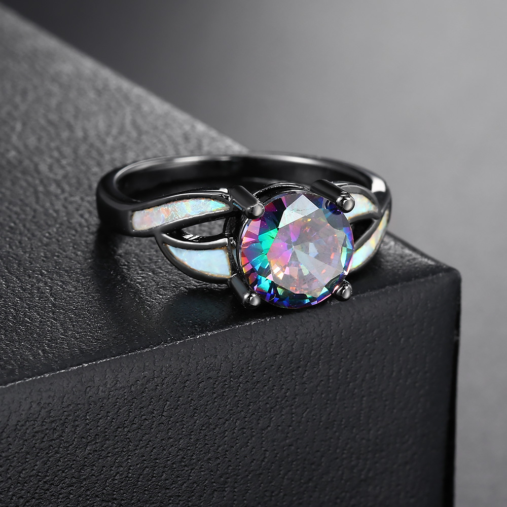 Simple Style Shiny Geometric Copper Inlay Opal Zircon Women's Rings