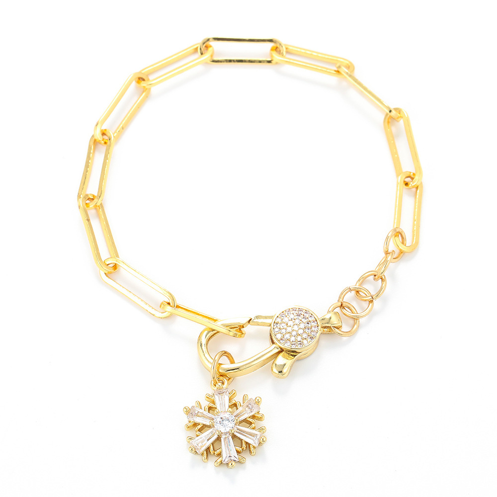 Simple Sun Flower Oval Hollow Copper Bracelet Wholesale