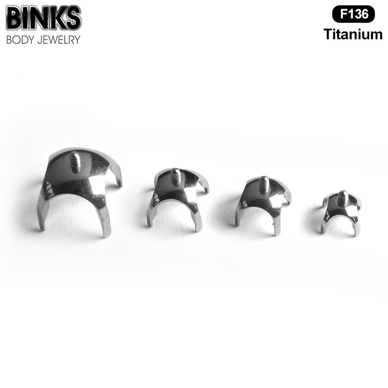 New F136 Titanium Alloy Curved Base Four-Claw Threaded Earring Lip Pin Accessories Piercing Jewelry Bowl Support Geometric Pattern