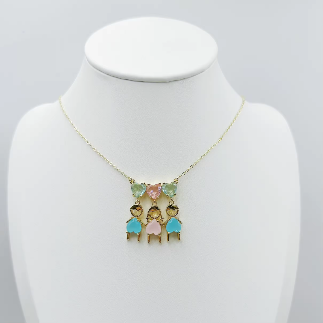 Hot Sale Men's And Women's Doll Heart-Shaped Zircon Pendant Necklace Copper Strips 18K Gold Plated Fashion Ornament Necklace Gift