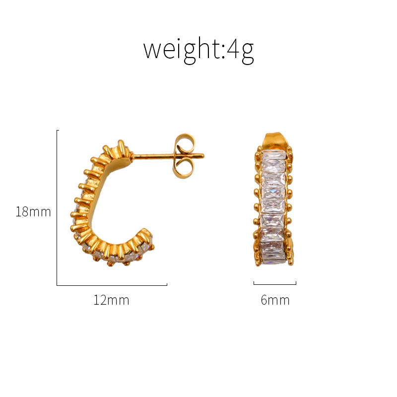 Real Gold Plated Solid Color 304 Stainless Steel Vacation Classic Style Waterproof Non Tarnish Ear Studs