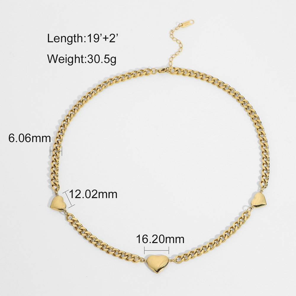 Fashion Heart 14k Gold Stainless Steel Necklace