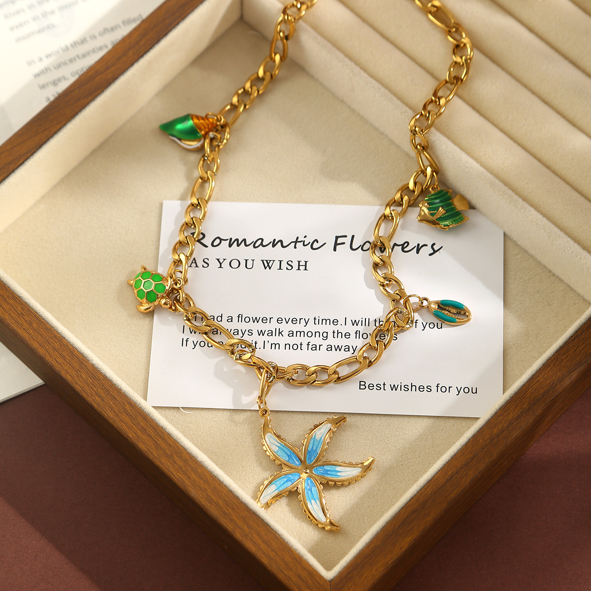 Women's 304 Stainless Steel Necklace Pendant Turtle Design Luxurious Savings Jewelry Set Starfish Pendant Light Geometric Pattern INS Style Multi Pendant Necklace