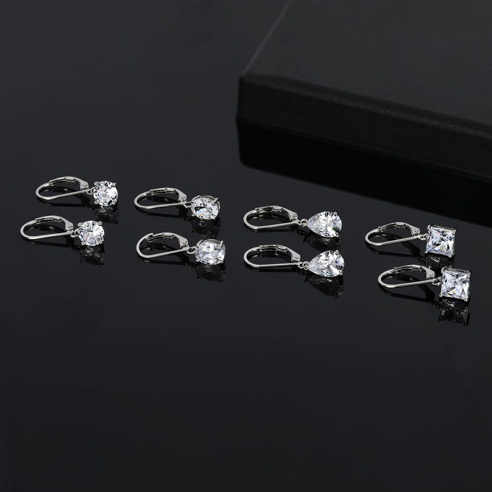 Fashion Four-Piece Copper Earring Set, Four-Prong Inlaid Zircon, Directly Shipped From Factory, Elegant Jewelry Accessories