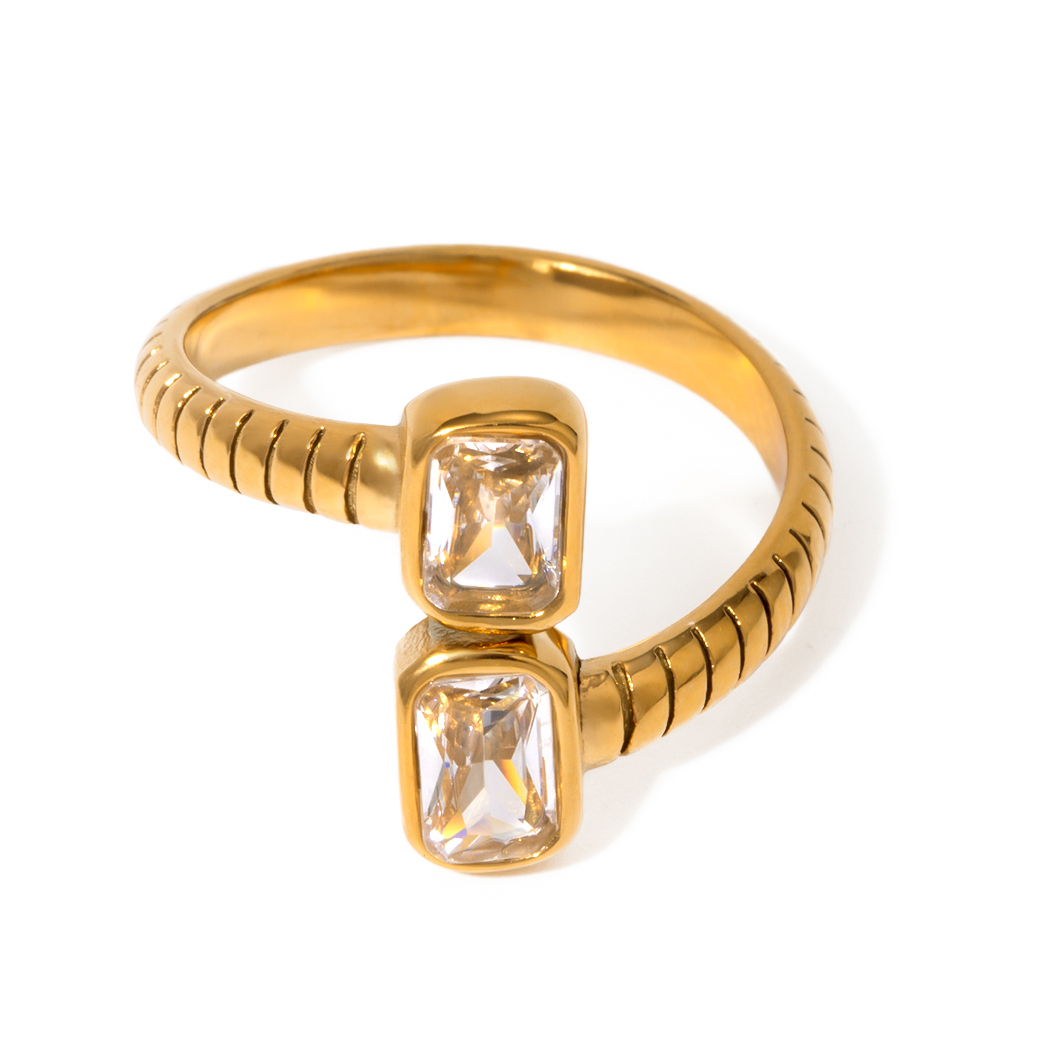 304 Stainless Steel Geometric PVD Coated 18K Real Gold Plated Simple Style Classic Style Open Rings