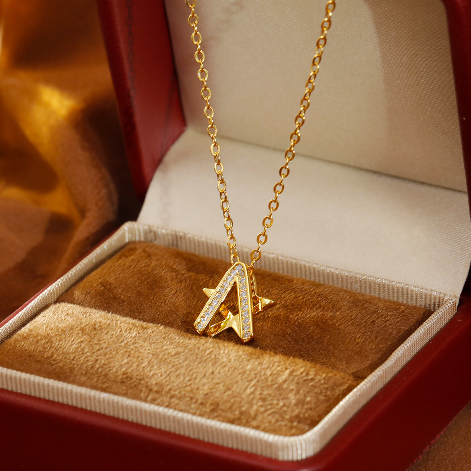 Luxury Commuting Diamond Embedded Necklace Fashionable OL Style Geometric Pattern Copper Material Women's Accessory Choker