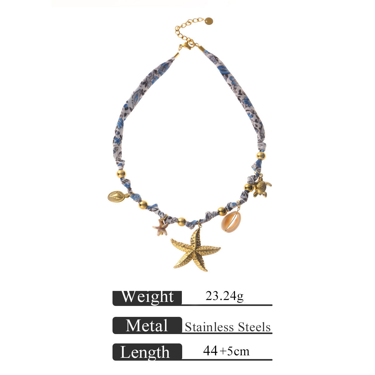 Stainless Steel Starfish Conch Shell Pendant Necklace Women's Luxury Fashion Versatile Clavicle Chain Jewelry  Style