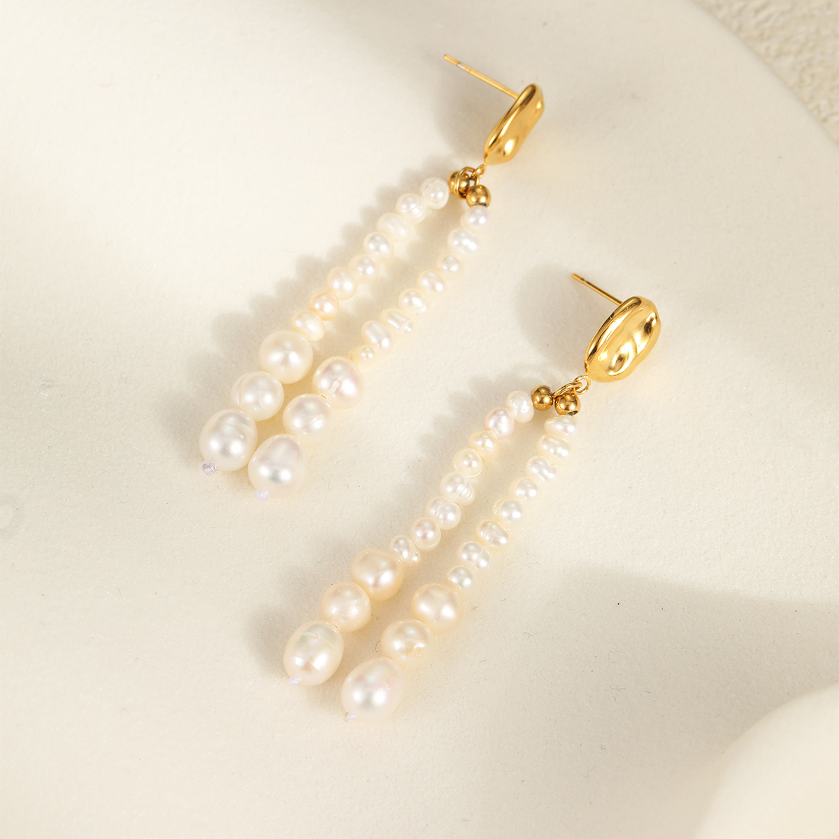 PVD Coated Real Gold Plated Round 304 Stainless Steel Freshwater Pearl Elegant Classical Waterproof Non Tarnish Drop Earrings