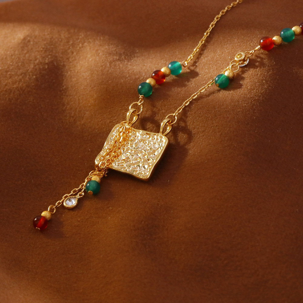 New Chinese Style Original Design Pendant Necklace Lapis Lazuli Zircon Light Luxury High-End Feeling Fashion Jewelry Accessories