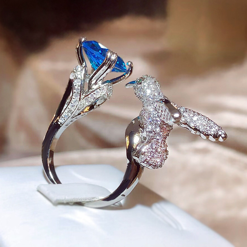 Ins Style Eagle Copper Plating Zircon Open Ring 1 Piece