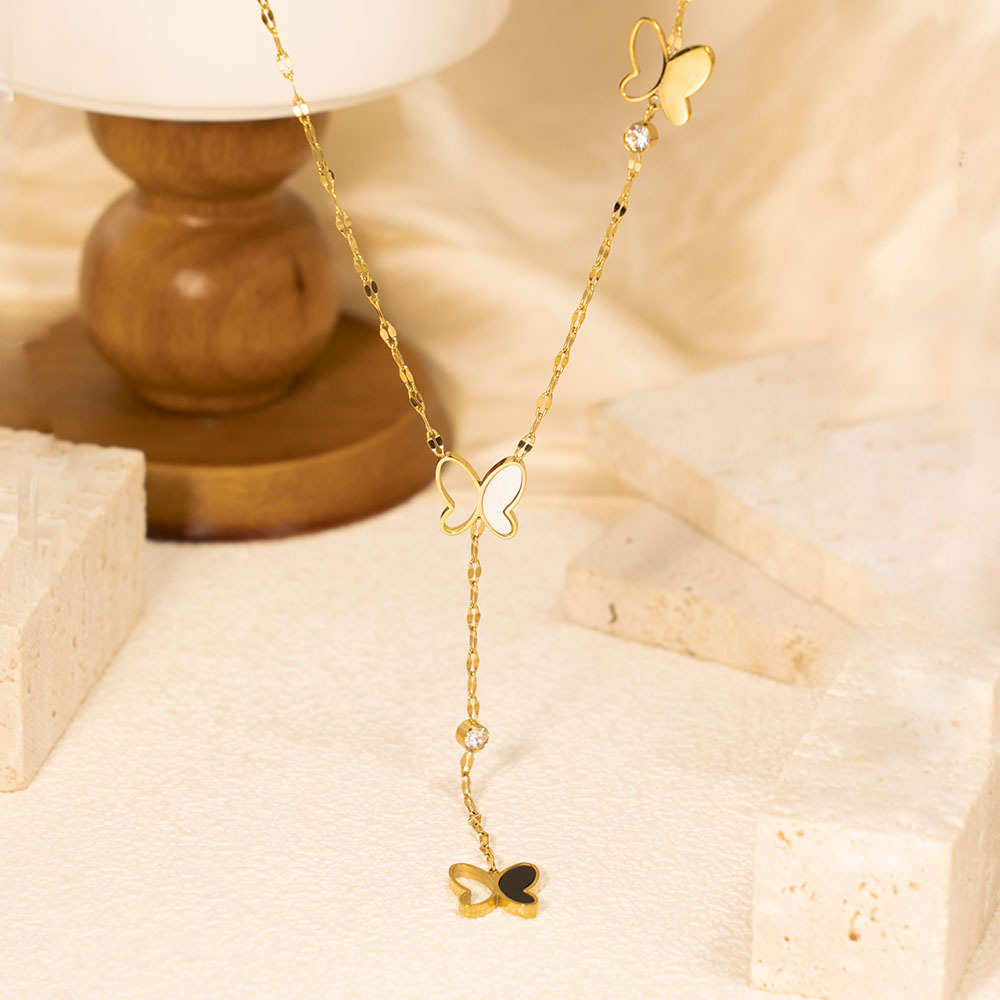 Butterfly Necklace Stainless Steel Women's Jewelry Accessories Animal Zodiac Pattern Choker