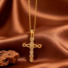 X0829 [Copper Pendant] Figure 8 Cross - Necklace - Gold