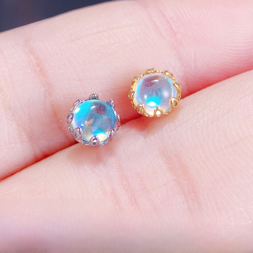 G23 Titanium Alloy Flat Bottom Moonstone Ear Studs Lip Tunnels Buried Nuts Body Piercing Jewelry Unisex Fashion Accessories