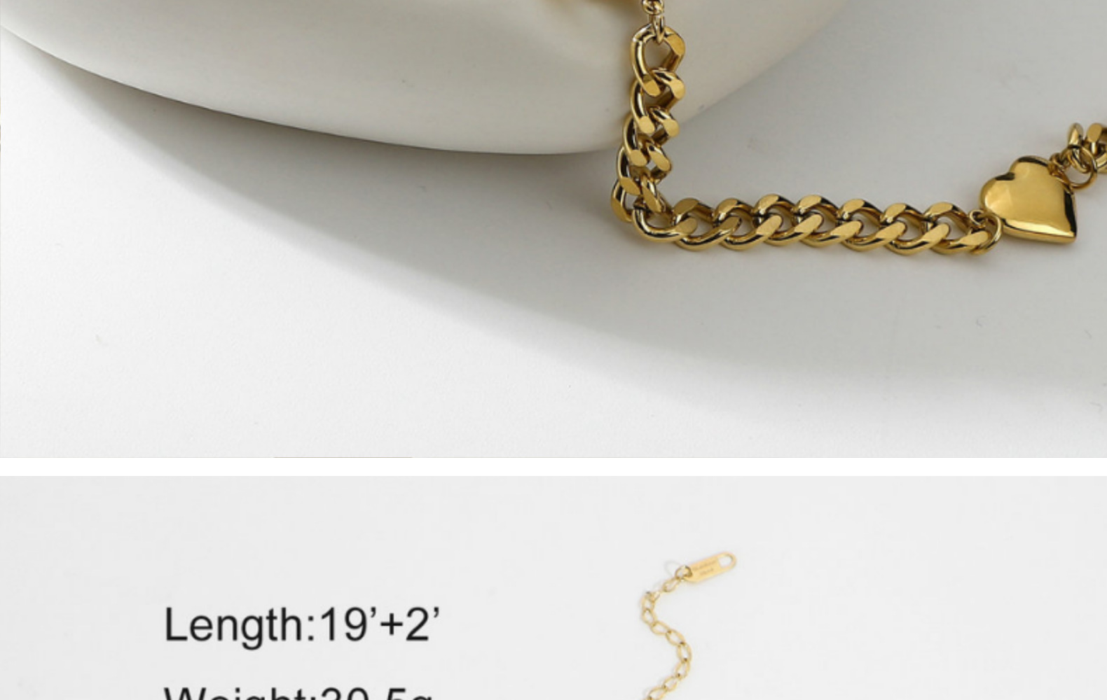Fashion Heart 14k Gold Stainless Steel Necklace