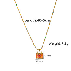 Orange Love Lock Necklace