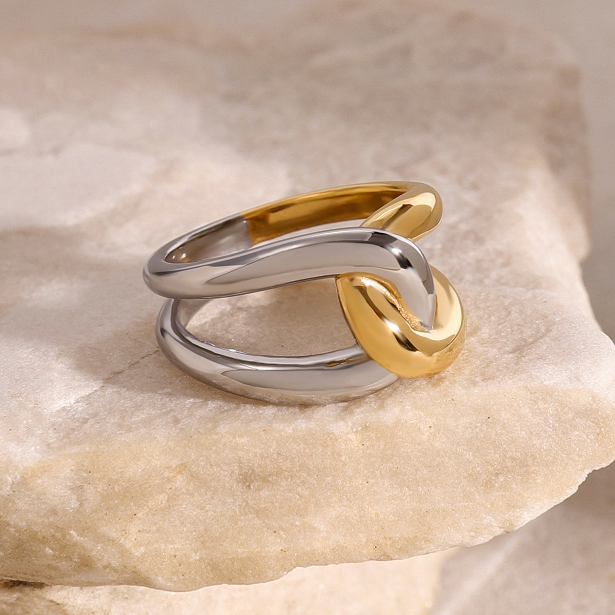 PVD Coated Real Gold Plated Color Block 304 Stainless Steel Simple Style Classic Style Waterproof Non Tarnish Rings
