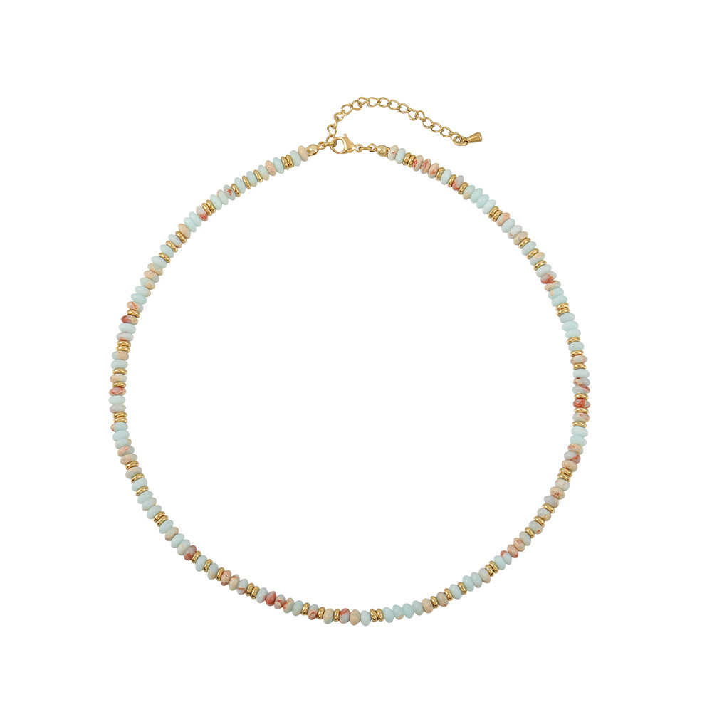 Summer New Style Women's Dopaamine Natural Stone Beaded Necklace Elegant Geometric Pattern Abacus Beads Jewelry Accessories