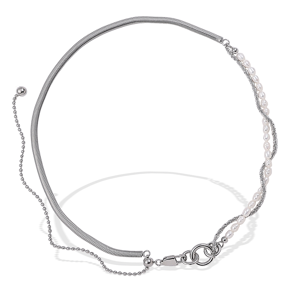 French Retro INS Style Freshwater Pearl Double Layer Necklace Stainless Steel Niche Design High-end Clavicle Chain For Women
