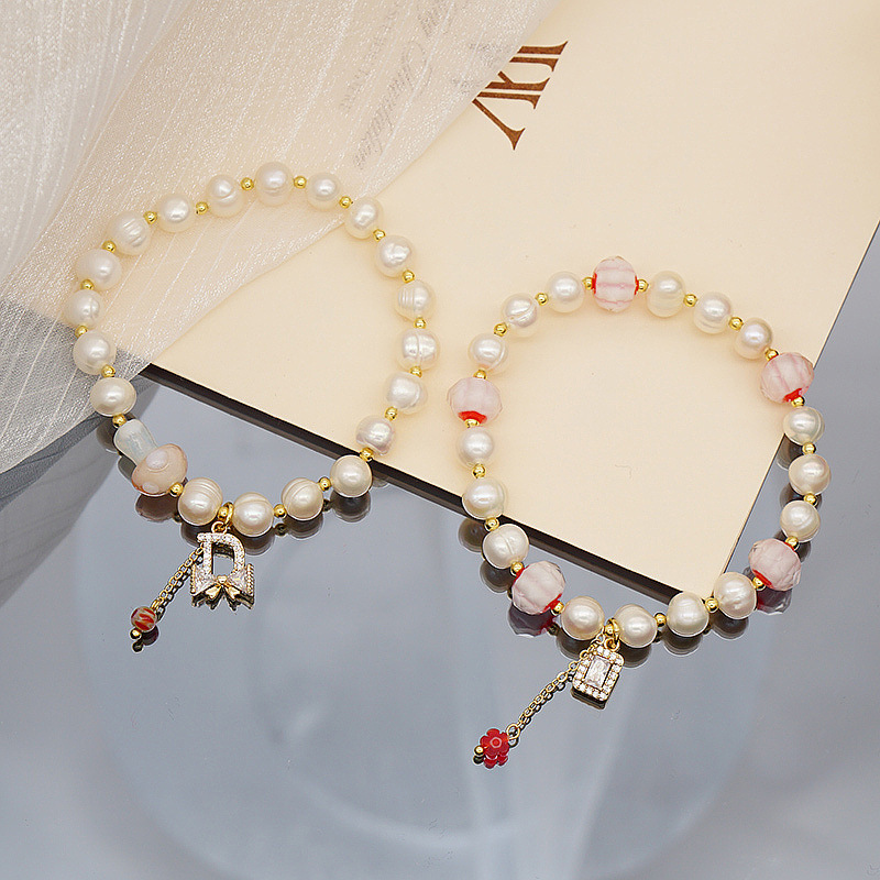 Spring And Summer Crystal Glass Pearl Bracelet Girl Bracelet Geometric Couple Jewelry Accessories