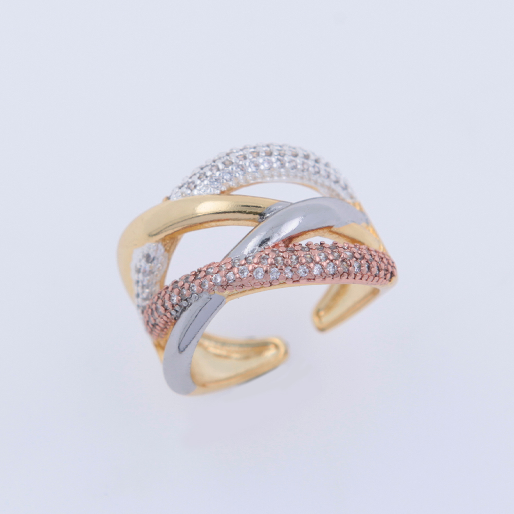 1 PCs Fashion New Copper Plating 18K Gold Inlaid Cubic Zirconia Line Form Open Ring Golden/Silver/White Gold/Rose Golden & Three Colors Four Color Ring Suitable For Men Women Wearing Suitable For Daily/Dating/Travel Wearing Gift