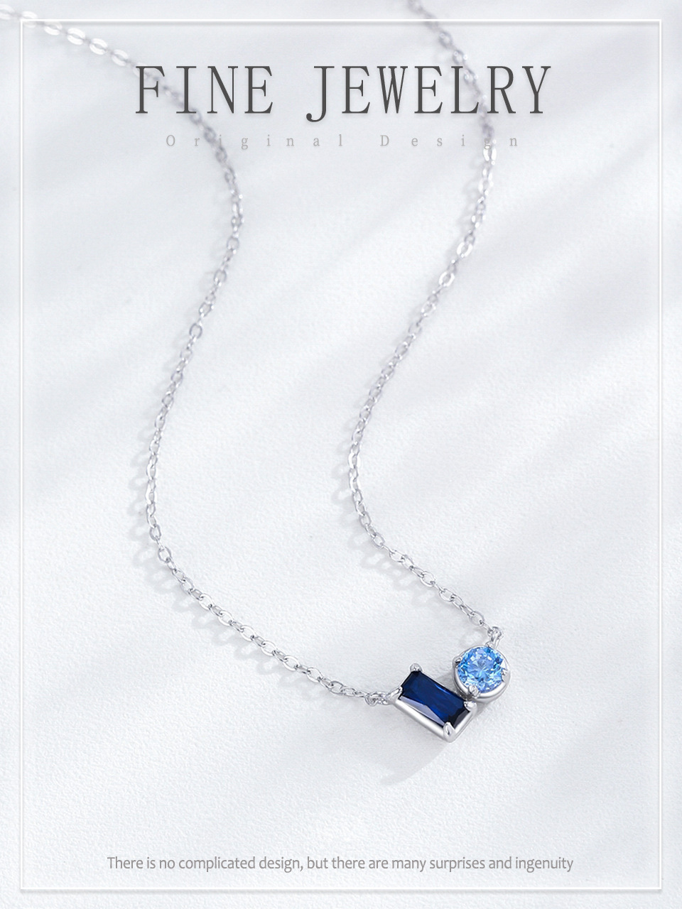 New S925 Sterling Silver Elegant Sapphire Square Round Diamond Ear Stud Necklace Ring Fashion Temperament Jewelry Suit