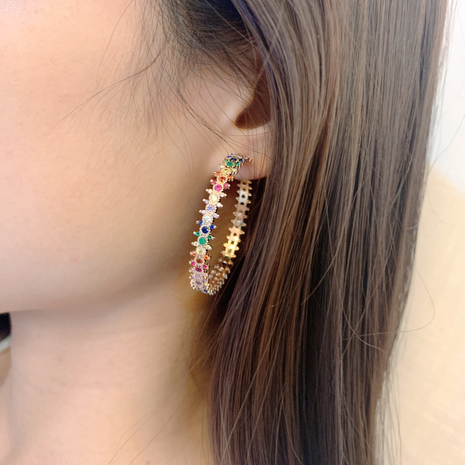1 Pair Vacation Classic Style Color Block Inlay Copper Zircon Earrings