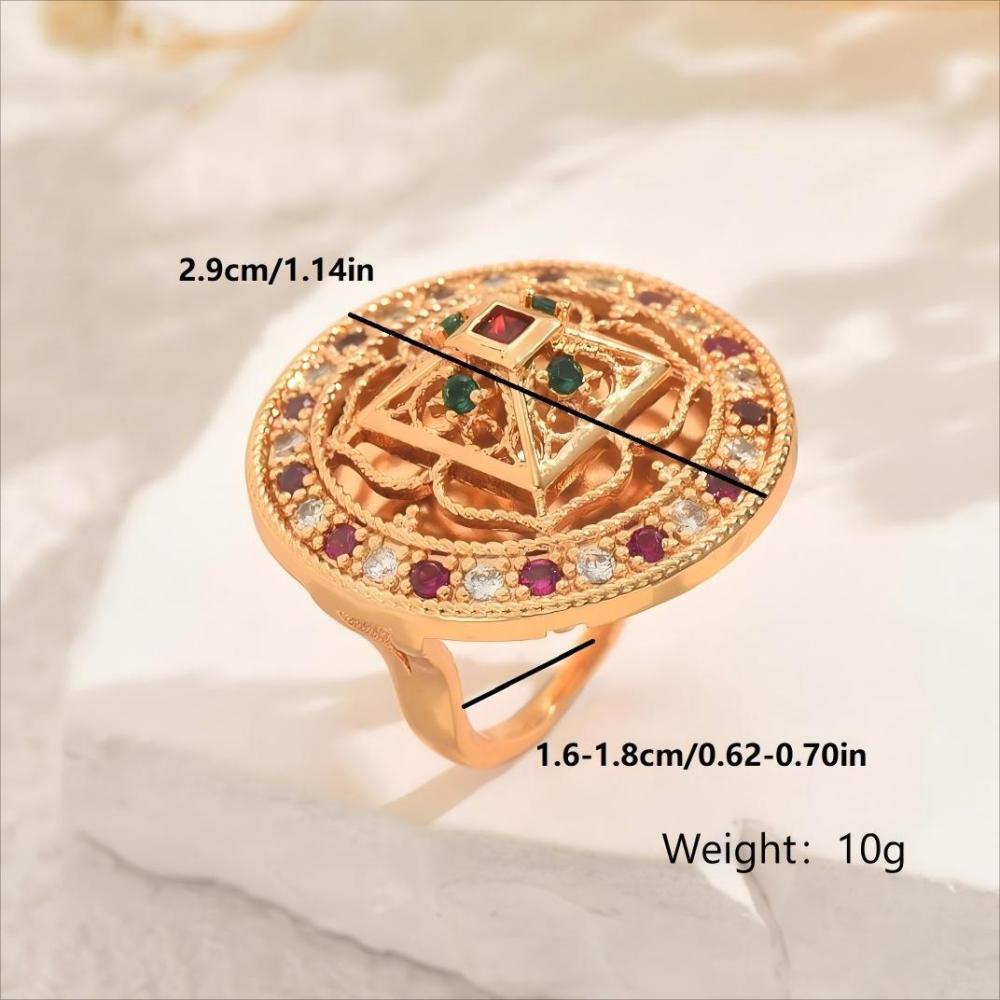 1 Piece Copper Inlaid Zircon Material Vintage Elegant Gorgeous Women's Ring Party Banquet Jewelry Accessories Round Copper Ring