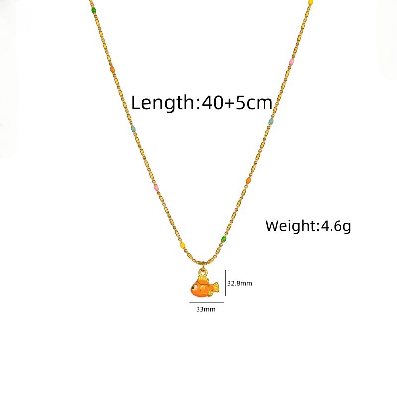 304 Stainless Steel Fish Pendant Necklace Cute Fat Fish Design Elegant Fashion Accessories Ladies European American Style Jewelry