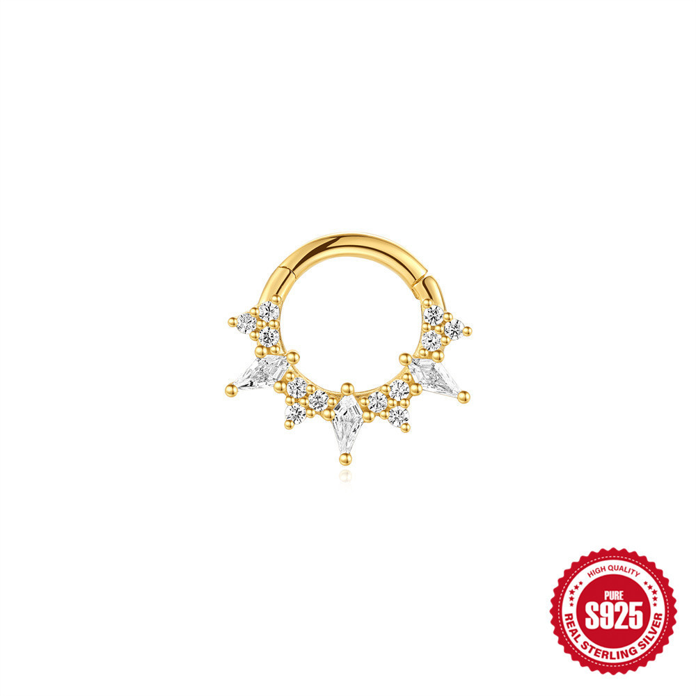 1 Piece Ear Cartilage Rings & Studs Simple Style Geometric 925 Sterling Silver Inlay Zircon Ear Cartilage Rings & Studs Nose Rings & Studs