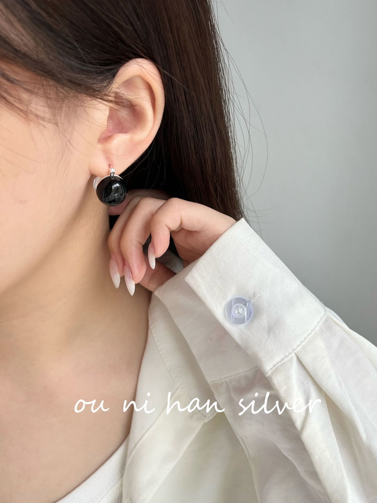 Eoni New Heavy Industry S925 Pure Silver Agate Tiger Eye White Opal Ear Cuffs Women Elegant High-End Feelings Geometric Pattern Cat's Eye Stone Inlaid Silver Earrings