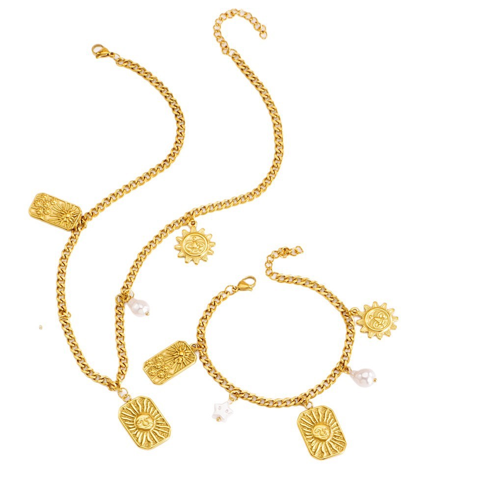 304 Stainless Steel Geometric Electroplated Stone-Free 18K Real Gold Plated Classic Style Rings Bracelets Earrings