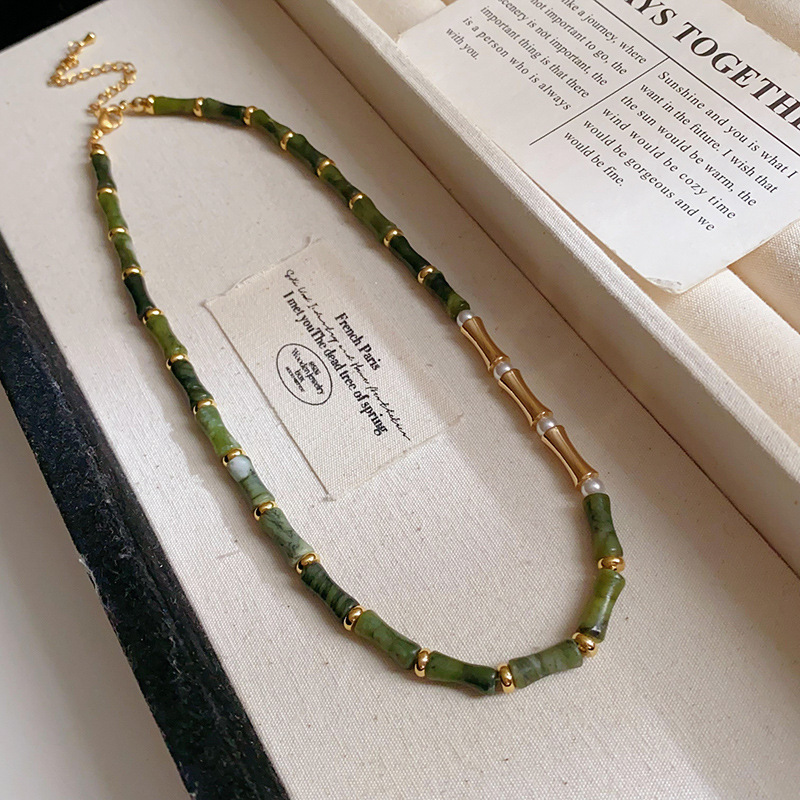 New Chinese Style Natural Stone Pearl Necklace Bamboo Node Fresh Style Commute Women's Fashion Versatile Collarbone Chain