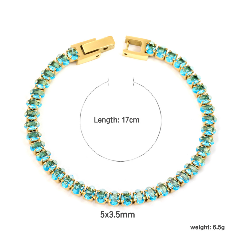 Elegant 304 Stainless Steel Gold-Plated Vacuum Plating (inside The Furnace) 18K Real Gold-Plated Tennis Bracelet Full Diamond Multi-Color Fashion Women's Watch Accessories
